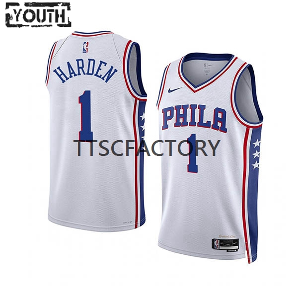 Philadelphia 76ers Trikot James Harden 1 Nike 2022-23 Association Edition Weiß Swingman - Kinder Philadelphia 76ers Trikot James Harden 1 Nike 2022-23 Association Edition Weiß Swingman - Kinder
